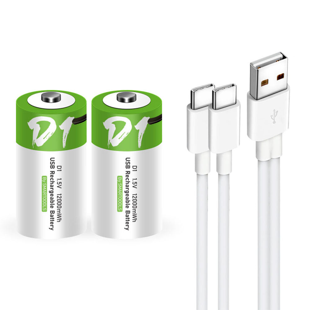 SMARTOOOLS 2Pcs 12000mWh 1.5V D Batteries Rechargeable Li-ion Batteries for Flashlight Quartz Clock SMARTOOOLS 2Pcs 12000mWh 1.5V D Batteries Rechargeable Li-ion Batteries for Flashlight Quartz Clock